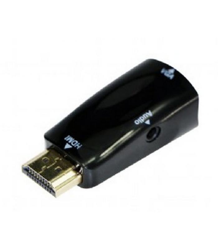 Gembird A-VGA-HDMI-02 Cable Adaptador VGA Macho a HDMI/VGA Hembra 0.15m  Negro