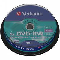 Dvd-rw verbatim serl 4x 4.7gb tarrina 10 unidades