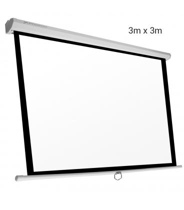 Pantalla manual videoproyector pared y techo phoenix 169´´ ratio: 1:1 / 4:3 / 16:9/ 3m x 3m posicion ajustable / carcasa blanca