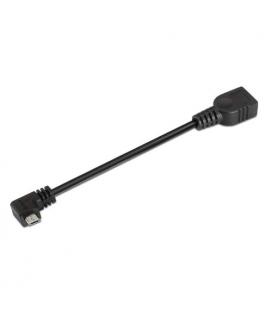 Nanocable 10.01.3600. CableUSB 2.0 OTG acodado. Tipo Micro B/M-A/H. Negro. 15cm - Imagen 1