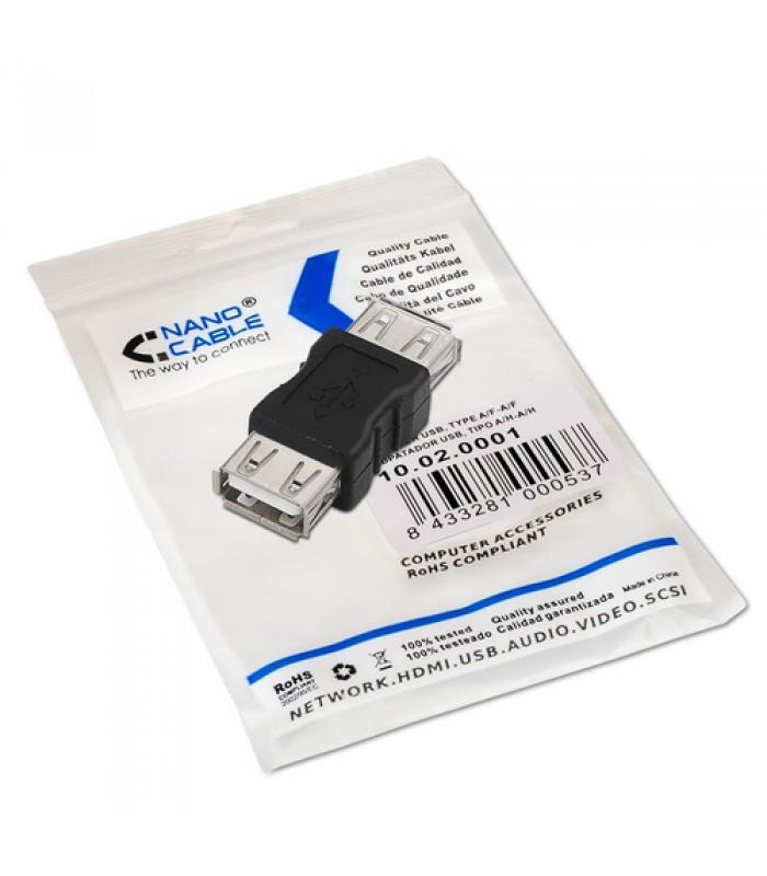 Adaptador USB 2.0, tipo A Hembra-A Hembra, negro para unir dos cables de usb  - AISENS®