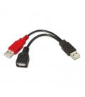 Cable usb 2.0 + alimentación aisens a101-0030 - conectores usb tipo a hembra + tipo a macho/tipo a macho - 15cm - negro - Imagen