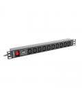 Unidad distribución alimentación lanberg pdu-10i-0200-iec-bk - 10* iec c13 - potencia max. 2500w - 16a - 1u - Imagen 1