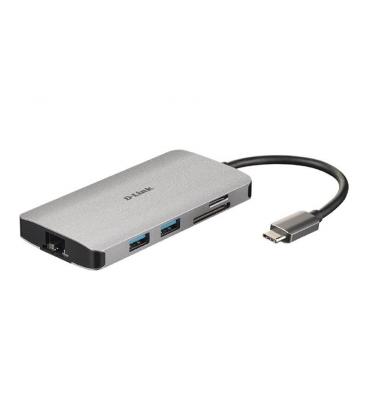 Hub usb-tipo c 8 en 1 d-link dub-m810 - 3*usb 3.0 - 1*usb tipo-c (thunderbolt 3) - 1*usb tipo-c carga - 1*hdmi - 1*rj45 - - Ima