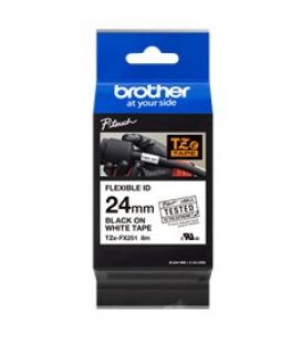 Cinta laminada brother tzefx251 texto negro sobre fondo blanco - 24mm ancho - 8m longitud