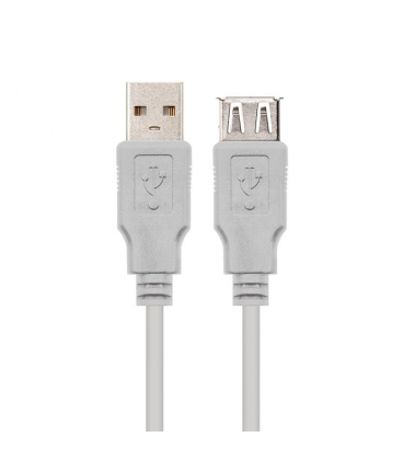 Cable alargador usb 2.0 nanocable 10.01.0204/ usb macho - usb hembra/ 3m/ beige - Imagen 1