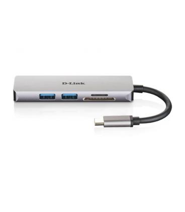 Hub usb 3.0 tipo-c d-link dub-m530/ 2 puertos usb/ 1 hdmi/ 1 lector tarjetas sd/ gris - Imagen 1