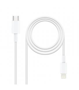 Cable usb 2.0 tipo-c lightning nanocable 10.10.0601/ usb tipo-c macho - lightning macho/ 1m/ blanco - Imagen 1