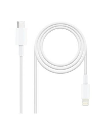 Cable usb 2.0 tipo-c lightning nanocable 10.10.0601/ usb tipo-c macho - lightning macho/ 1m/ blanco - Imagen 1