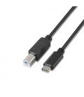 AISENS A107-0053 cable USB 1 m USB 2.0 USB C USB B Negro - Imagen 4