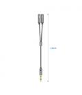 AISENS Cable Adaptador Audio Jack 3.5 4pines/M-2xjack 3.5 3pines/H, Gris, 25cm - Imagen 2