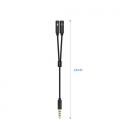 AISENS Cable Adaptador Audio Jack 3.5 4pines/M-2xjack 3.5 3pines/H, Negro, 25cm - Imagen 2