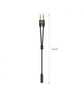 AISENS Cable Adaptador Audio Jack 3.5 4pines/H-2xjack 3.5 3pines/M, Negro, 25cm - Imagen 2