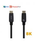 AISENS Cable Displayport Certificado V1.4 8k@60hz, DP/M-DP/M, Negro, 3.0m - Imagen 2