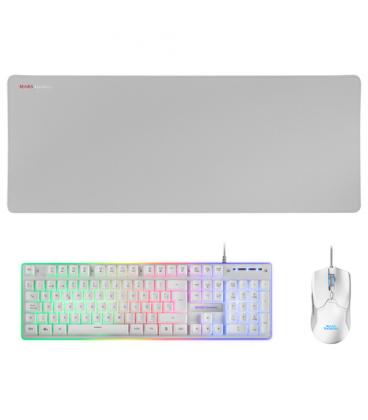 Pack Gaming Mars Gaming MCPX/ Teclado H-MECH + Ratón Óptico + Alfombrilla/ Blanco