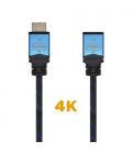 AISENS Cable HDMI V2.0 Prolongador Premium Alta Velocidad / HEC 4K@60Hz 18Gbps, A/M-A/H, Negro/Azul, 1.0m - Imagen 2