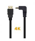 AISENS Cable HDMI V2.0 Acodado Premium Alta Velocidad / HEC 4K@60Hz 18Gbps, A/M-A/M, Negro, 1.0m - Imagen 2