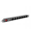 REGLETA LANBERG 1U 16A RACK 19 7X SOCKET NEGRO 2M - Imagen 2