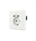 Nanocable Base de enchufe de pared tipo schuko con 2 tomas USB Max. 2.4A, blanca - Imagen 3