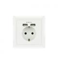 Nanocable Base de enchufe de pared tipo schuko con 2 tomas USB Max. 2.4A, blanca - Imagen 4