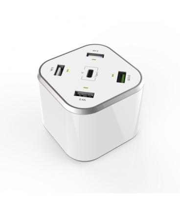 Cargador de Mesa Aisens ASCH-5PQC-W/ 1xUSB Tipo-C/ 4x USB/ 48W