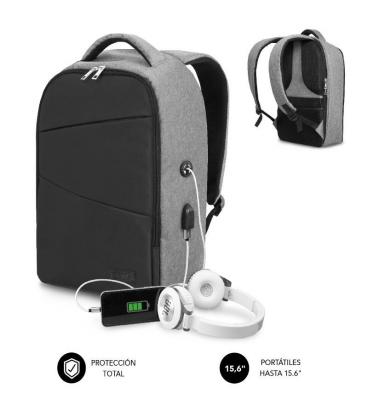 Mochila subblim secure v2 ap para portátiles hasta 15.6'/ puerto usb/ antirrobo/ gris - Imagen 1