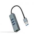 Nanocable Conversor USB 3.0 a Ethernet Gigabit + 3XUSB 3.0, Aluminio, Gris, 15 cm - Imagen 1