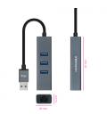 Nanocable Conversor USB 3.0 a Ethernet Gigabit + 3XUSB 3.0, Aluminio, Gris, 15 cm - Imagen 2