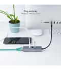 Nanocable Conversor USB 3.0 a Ethernet Gigabit + 3XUSB 3.0, Aluminio, Gris, 15 cm - Imagen 4