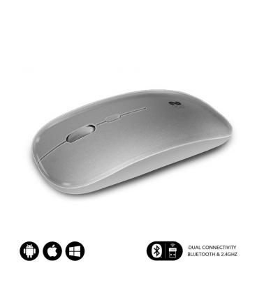 Ratón inalámbrico por bluetooth subblim dual flat/ batería recargable/ hasta 1600 dpi/ plata - Imagen 1