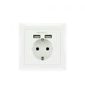 Nanocable Base de enchufe de pared tipo schuko con 2 tomas USB Max. 2.4A, blanca