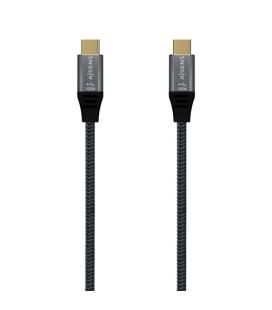 Cable USB 3.2 Tipo-C Aisens A107-0634 5A 100W/ USB Tipo-C Macho - USB Tipo-C Macho/ 2m/ Gris