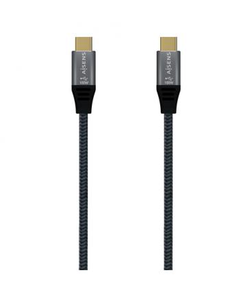 Cable USB 3.2 Tipo-C Aisens A107-0634 5A 100W/ USB Tipo-C Macho - USB Tipo-C Macho/ 2m/ Gris