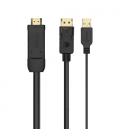 Cable Conversor Aisens A122-0641/ Displayport Macho - HDMI Macho - USB Macho/ 10cm + 1.8m/ Negro