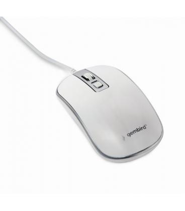 RATON GEMBIRD WIRED OPTICAL MOUSE USB WHITE SILVER