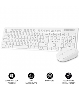 Teclado y ratón subblim combo business slim silencioso inalámbrico/ blanco