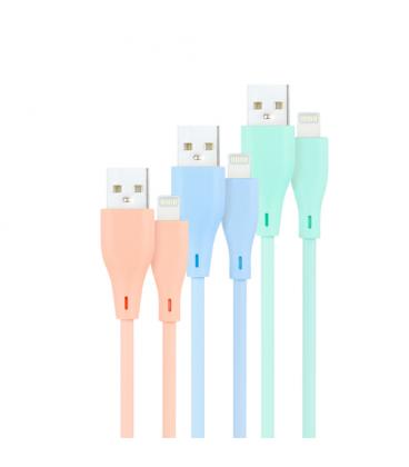 Cables USB 2.0 Lightning Nanocable 10.10.0401-A1/ USB Macho - Lightning Macho/ 1m/ 3 Unidades/ Rosa, Azul y Verde