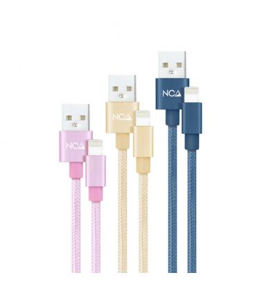 Cables USB 2.0 Lightning Nanocable 10.10.0401-CO2/ USB Macho - Lightning Macho/ 1m/ 3 Unidades/ Rosa, Dorado, Azul Pacífico