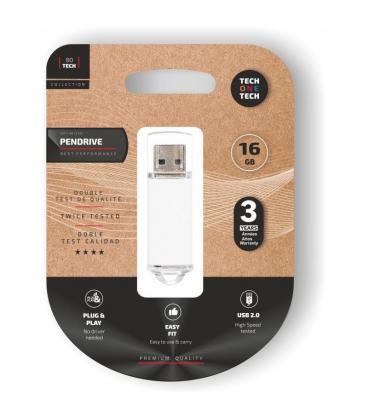 Pendrive 16gb tech one tech basic usb 2.0/ blanco