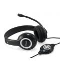 Auricular equip USB + microfono flexible control de volumen negro