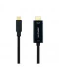 Cable Conversor Nanocable 10.15.5132/ USB Tipo-C Macho - HDMI Macho/ 1.8m/ Negro