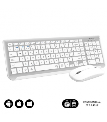 Teclado y ratón inalámbrico subblim combo dual prestige extendido/ blanco y plata