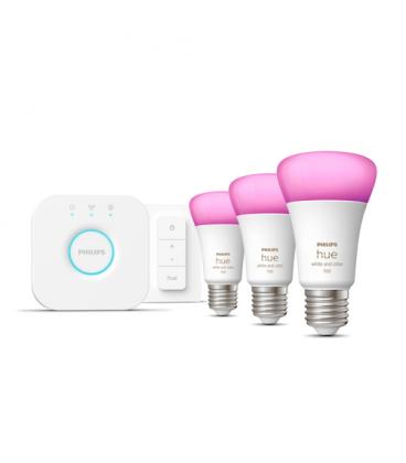 Kit de Bombillas Led Inteligente Philips Hue + Regulador + Bridge/ Casquillo E27/ 3 unidades