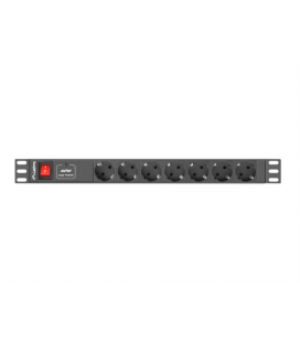 REGLETA LANBERG 1U 10A 7X SCHUKO RACK 19" 2M NEGRO C14