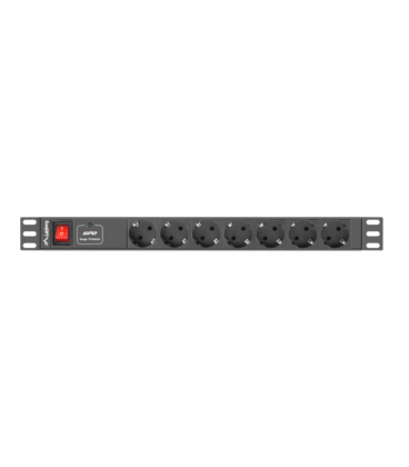 REGLETA LANBERG 1U 10A 7X SCHUKO RACK 19" 2M NEGRO C14