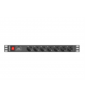 REGLETA LANBERG 1U 10A 7X SCHUKO RACK 19" 2M NEGRO C14