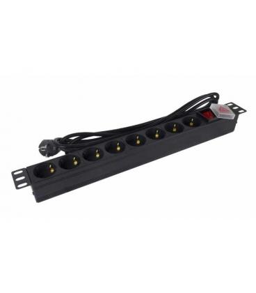 Regleta con interruptor phasak bns 1520/ 8 tomas de corriente/ cable 3m/ negro