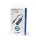 Adaptador USB 3.0 Aisens A106-0708/ USB Macho - RJ45 Hembra/ 15cm/ Gris