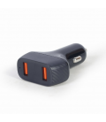 CARGADOR RÃPIDO DE COCHE USB GEMBIRD DE 2 PUERTOS, QC3.0, 36 W, NEGRO