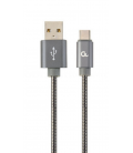 CABLE DE CARGA Y DATOS GEMBIRD USB TIPO C DE METAL EN ESPIRAL PREMIUM, 2M, GRIS